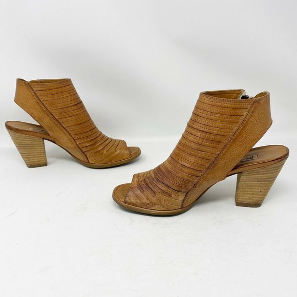 Paul Green Cayanne Leather Cut Out Booties US 7 Brown Peep Toe UK 4.5 - Picture 4 of 10